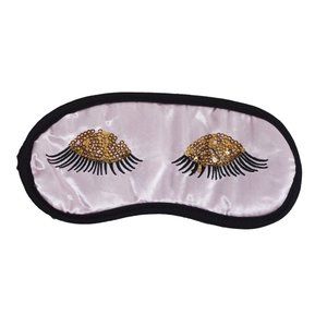 Blush Pink Sequin Eyelashes Satin Sleep Mask